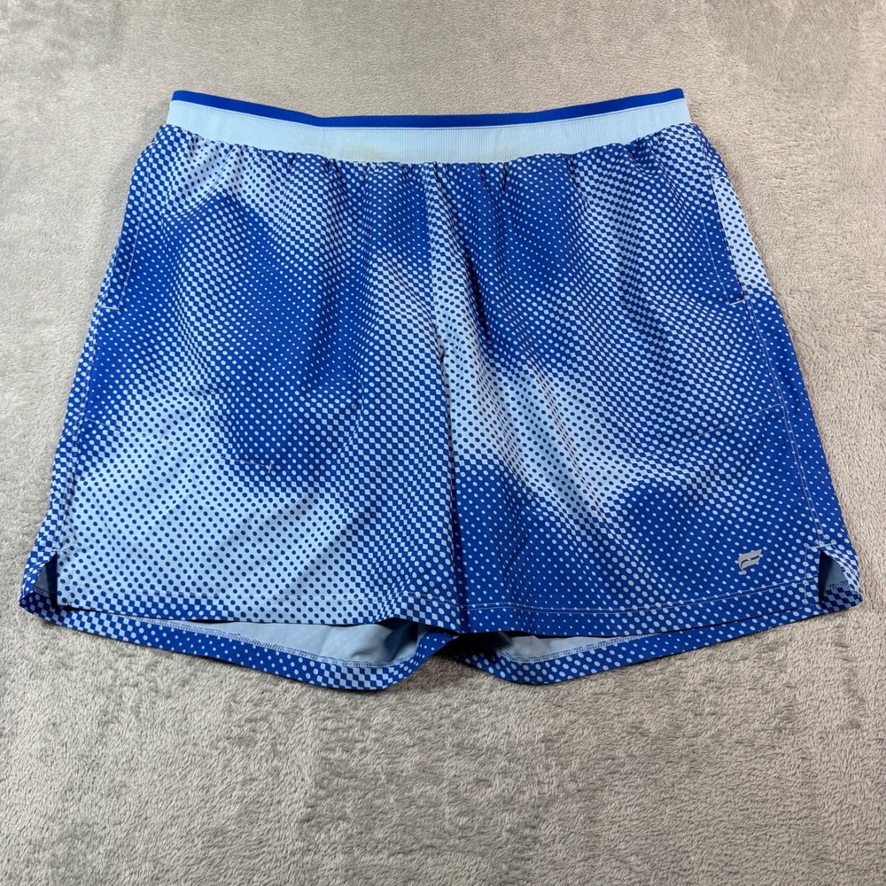 Fabletics Fundamental II Shorts Mens XXL Blue Polka Dot 7" Lined Training Gym